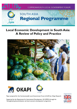 Local Economic Development in South Asia: A Review of