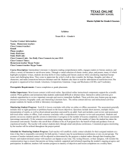 Master Syllabi for Grade 6 Courses 1