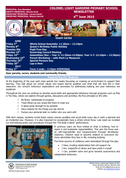 COLONEL LIGHT GARDENS PRIMARY SCHOOL NEWSLETTER