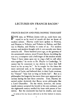 lectures on francis bacon