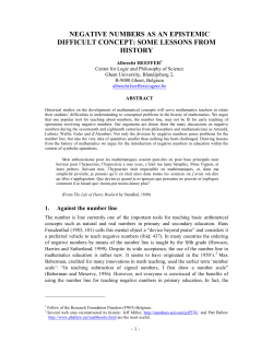 negative numbers as an epistemic difficult concept: some lessons