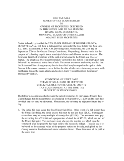 2016 tax sale notice of tax claim bureau to