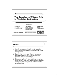 The Compliance Officer`s Role in Physician Contracting