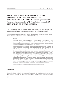 TOTAL PHENOLICS AND PHENOLIC ACIDS CONTENT IN LEAVES