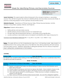 Identifying Primary and Secondary Sources