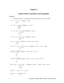 Chapter 2 Algebra Basics, Equations, and Inequalities