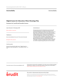 Digital Games for Education: When Meanings Play