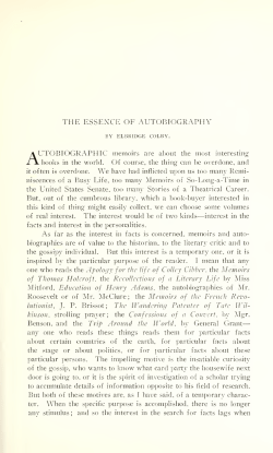 The Essence of Autobiography.