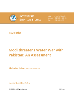 Modi threatens Water War with Pakistan: An Assessment