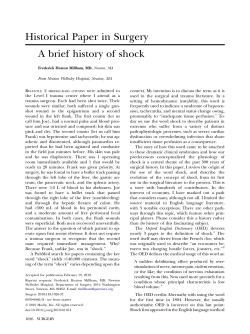 Historical Paper in Surgery A brief history of shock