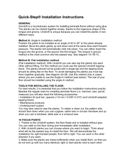 Quick-Step&reg; Installation Instructions