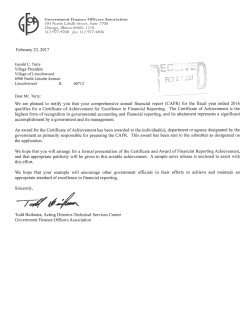Certificate of Achievement for Excellence in Financial Reporting