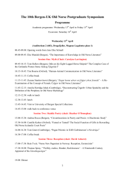 The 10th Bergen-UK Old Norse Postgraduate Symposium