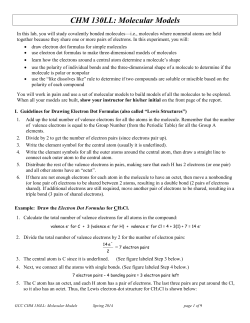 CHM 130LL: Molecular Models