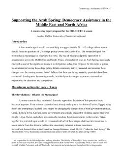 Supporting the Arab Spring: Democracy Assistance in the Middle