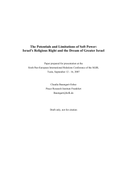 The Potentials and Limitations of Soft Power: Israel`s Religious Right