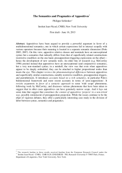 The Semantics and Pragmatics of Appositives*