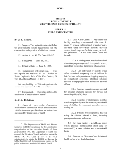Title 64 West Virginia Legislative Rule Division of Health