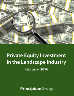 Private Equity Investment In The Landscape