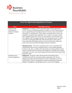 List of Ten High Priority Regulations of Concern