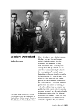 Sakakini Defrocked - The Institute for Palestine Studies