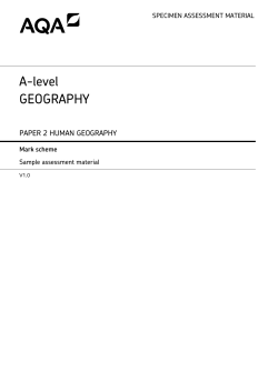 A-level Geography Specimen mark scheme Paper 2