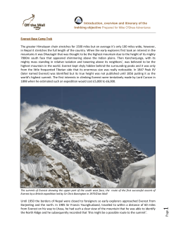 Everest Base Camp outline itinerary
