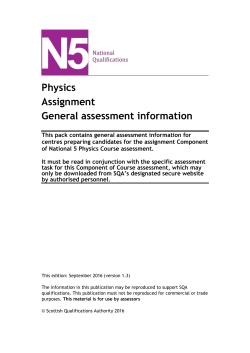 Physics Assignment General assessment information