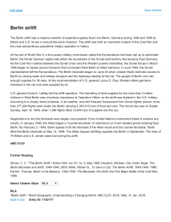 Berlin Blockade - Berlin Airlift File