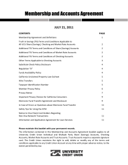 Membership and Accounts Agreement