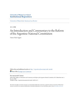 An Introduction and Commentary to the Reform of the Argentine