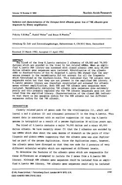 Isolation and characterisation of the Xenopus laevis albumin genes