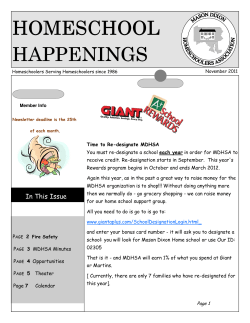 November Newsletter - Mason Dixon Homeschoolers Association