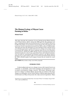 The Human Ecology of Mayan Cacao Farming in Belize