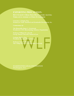Exporting Precaution: How Europe`s Risk