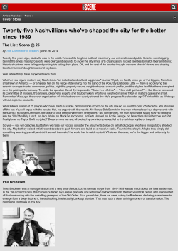 "Twenty-five Nashvillvians who`ve shaped the city for the better since