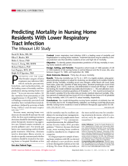 Predicting Mortality in Nursing Home Residents With Lower