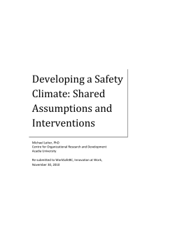 (Leiter) Developing a Safety Climate: Shared Assumptions and