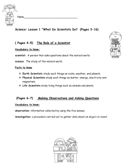 Science: Lesson 1 &ldquo;What Do Scientists Do? (Pages 3