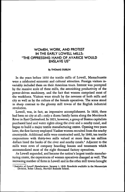 WOMEN, WORK, AND PROTEST IN THE EARLY LOWELL MILLS