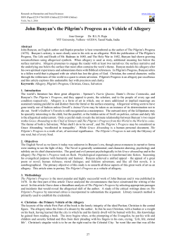 John Bunyan`s the Pilgrim`s Progress as a Vehicle of Allegory