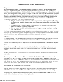 1 Spotsylvania County &ndash;Water Conservation Policy Background As