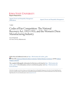 Codes of Fair Competition: The National Recovery Act, 1933
