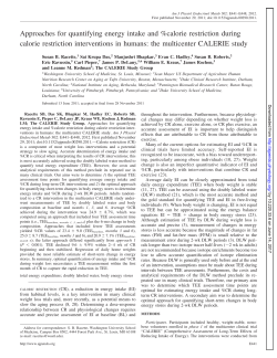 Approaches for quantifying energy intake and %calorie restriction
