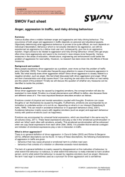 Fact sheet Negative emotions and aggression in traffic