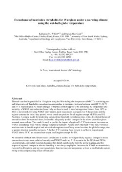 Exceedance of heat index thresholds for 15 regions under a