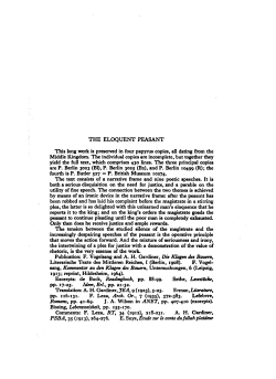 THE ELOQUENT PEASANT Bissing, Lebemweisheit, pp. ISS-170.