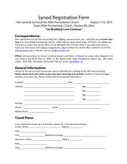 Synod Registration Form - Bible Presbyterian Church