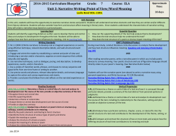 Unit 3: Narrative Writing/Point of View/Word Meaning