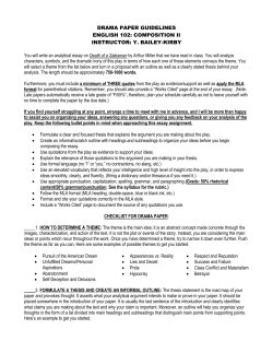 Drama Analysis Paper Guidelines